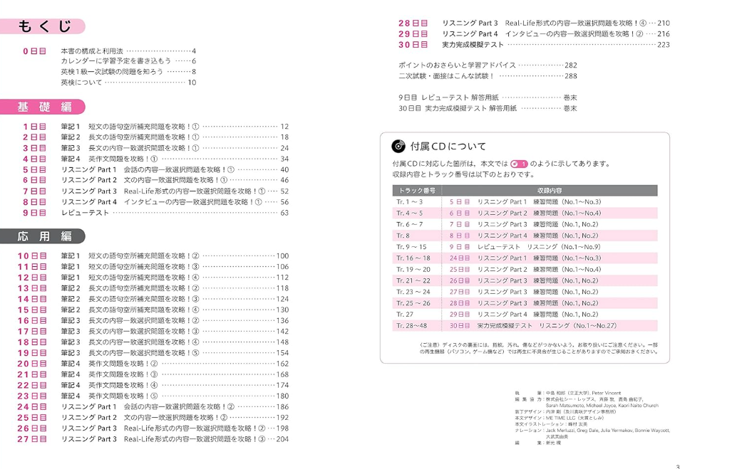 英語教材の目次