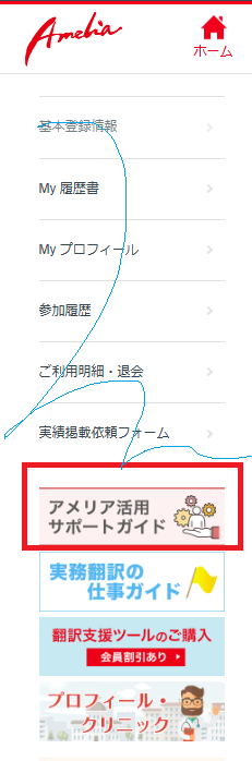アメリアの公式サイトのスクリーンショット