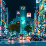 夜の渋谷スクランブル交差点